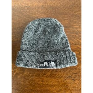Beechfield Hat Beanie Real Friends Patch One Size Gray Knit Winter Band Mens